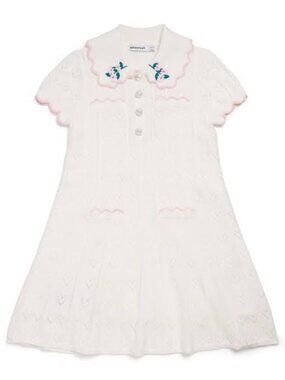 Self-Portrait Cream Heart Knit Dress Kids 10-12